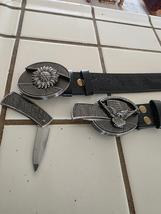 Tooled Black Floral Leather Belt main image 8